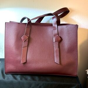 16”x11.5” Rachel Zoe, Burgandy, faux leather tote. Like new